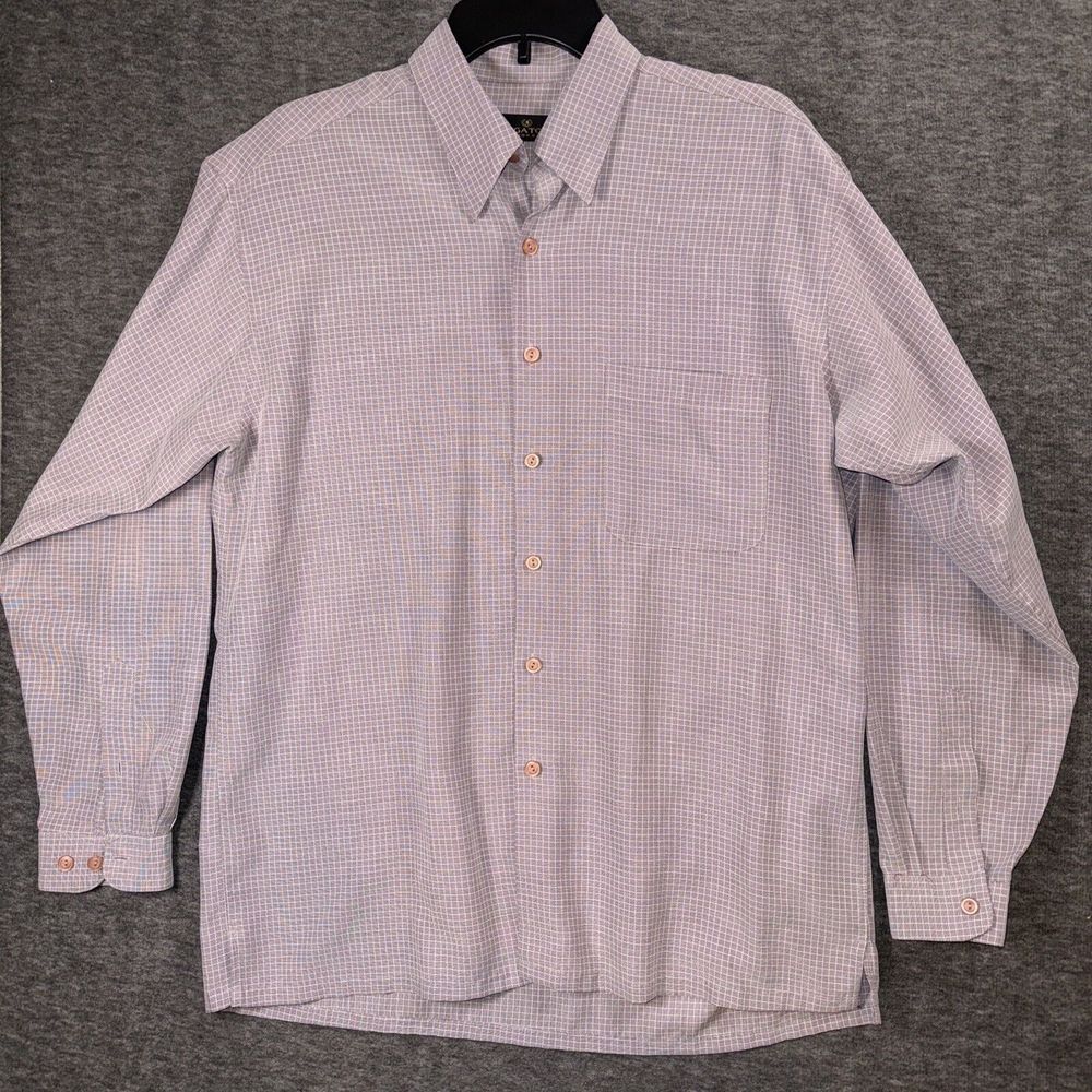 Bugatchi Uomo Mens Check Cotton Classic Fit Long Sleeve Casual Shirt Size M